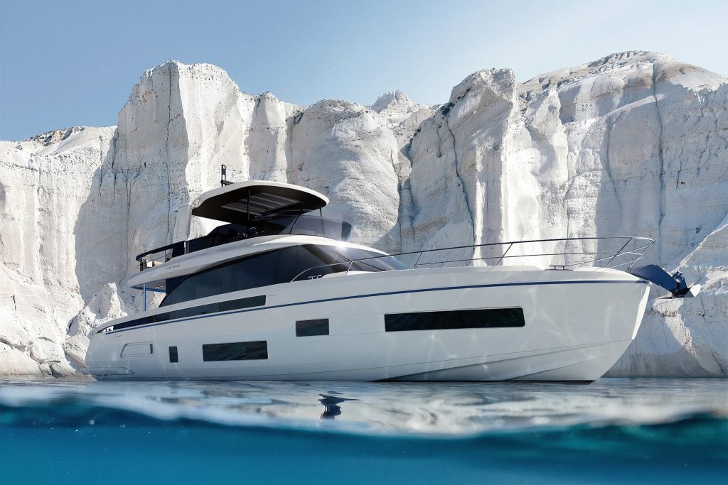 Azimut Fly 70: четыре каюты или удобная жизнь восьми гостей Визуализация Azimut Fly 70. Azimut Yachts.