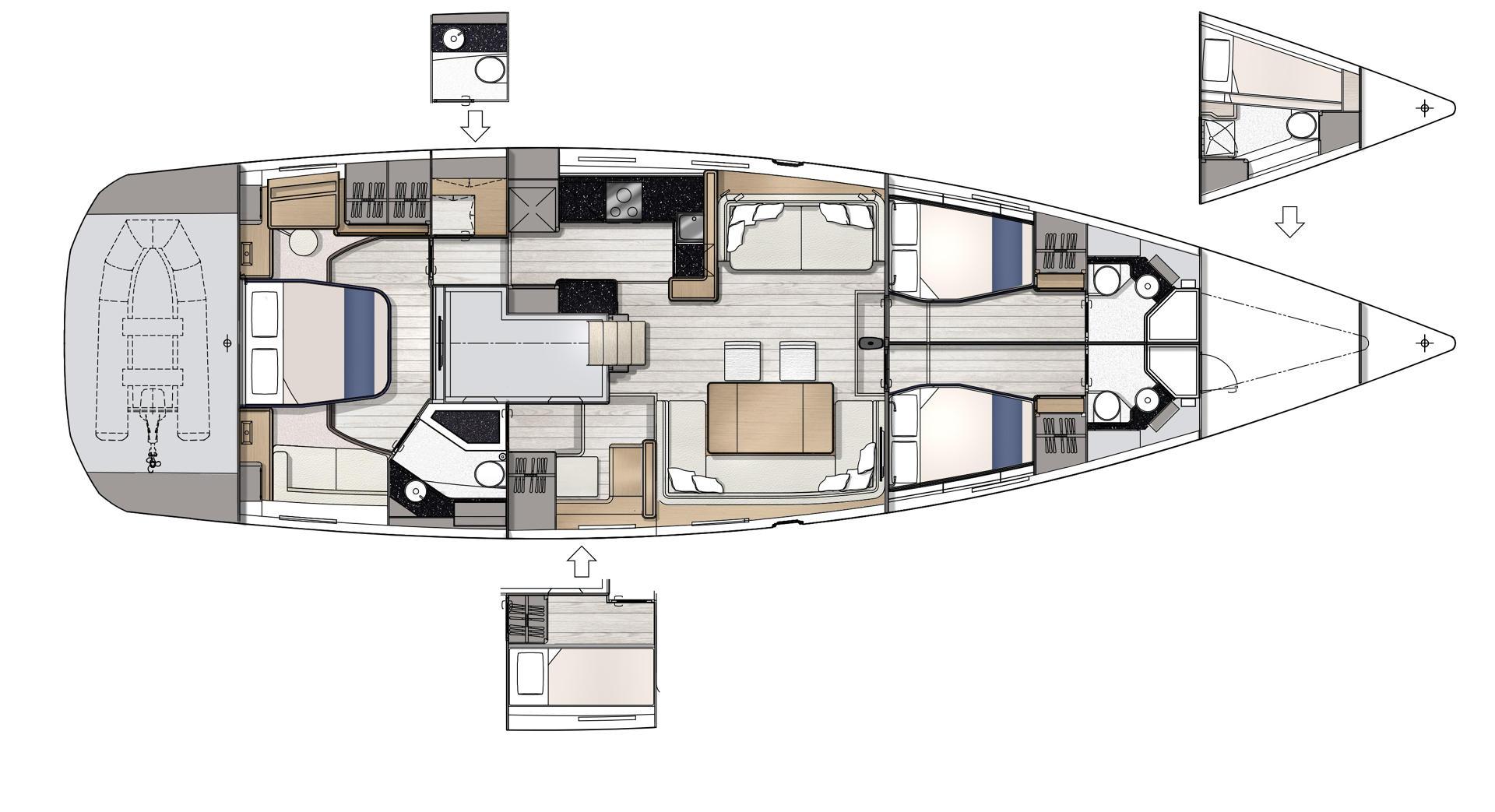 Jeanneau Yachts 65: как выбрать планировку большой семейной яхты Заводская схема Jeanneau Yachts 65