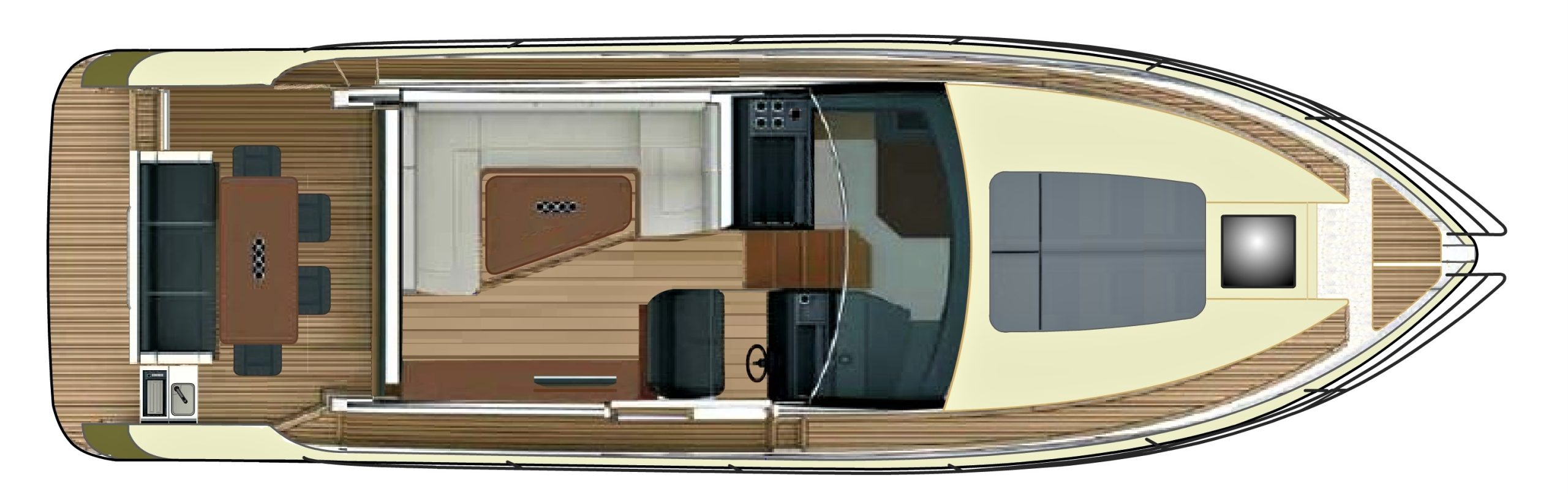 Mursan FS40 Coupe: как устроить семейный отпуск на 12 метрах FS40 Coupe: официальная схема наружной планировки.