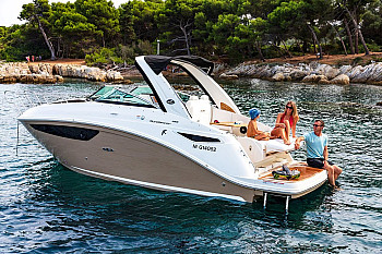 Sea Ray: Sea Ray Sundancer 265 на якоре: кормовая платформа и кокпит
