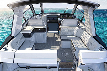 Sea Ray: Sundancer 370: кокпит и пост управления (визуализация верфи)