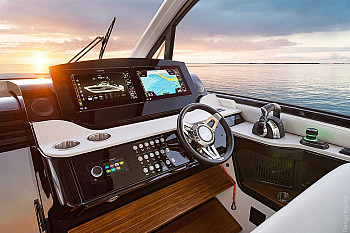 Sea Ray: Sundancer 370 Outboard: пост управления на закате