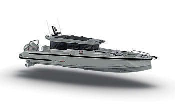 BS850 XC Cross Cabin Shoreline Grey bow view gullwing cushions