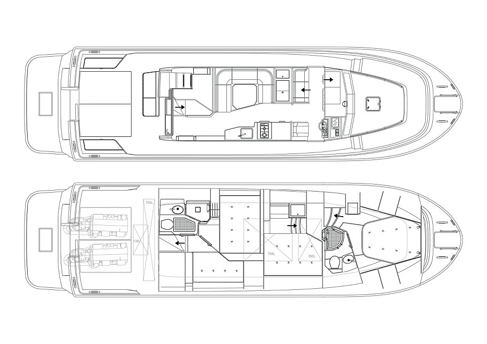 Две чертёжные схемы планировки Targa 46
